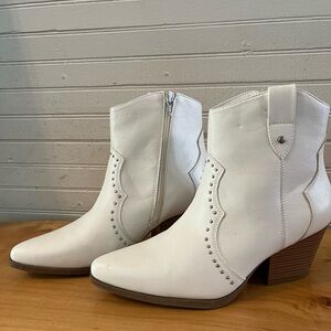 White Western Ankle Boots